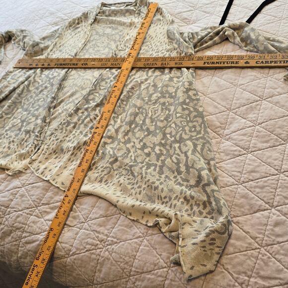 Zadig & Voltaire Cardigan Women's O/S Gray Cream Linen Animal Print Boho Chic - Picture 7 of 7